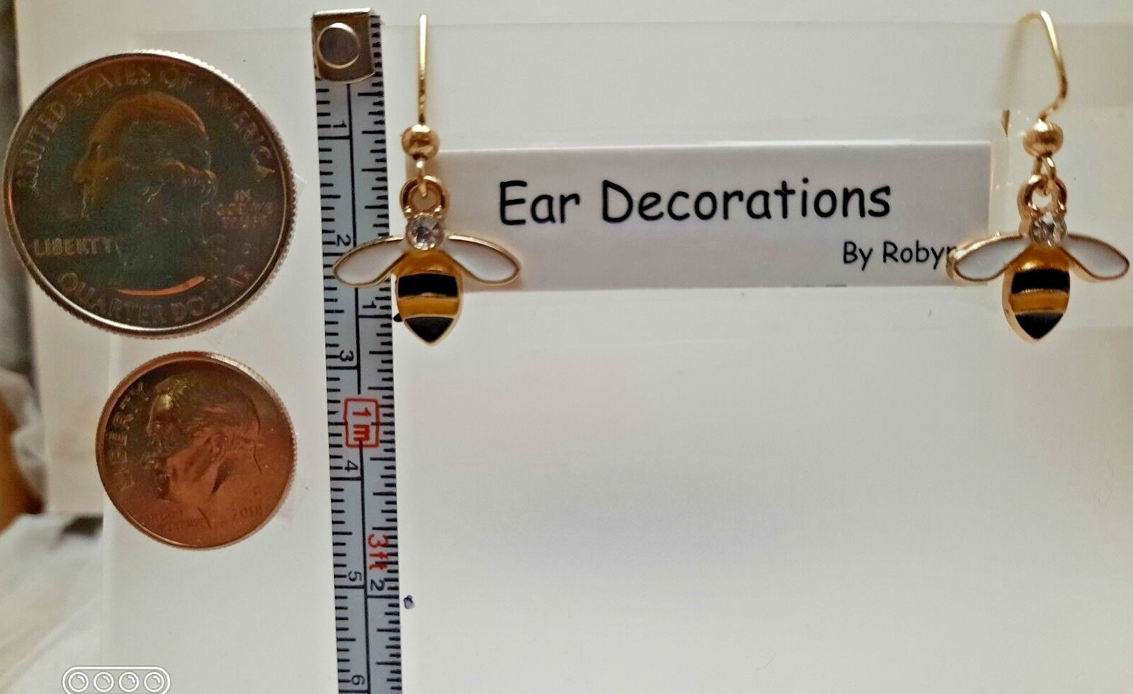 Bee Earrings Nickle Free Dangle Hooks Ear Decorations by Robyn
