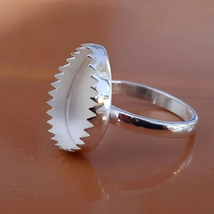 925 Sterling Silver 5x7mm Pear Serrated Bezel Ring Blank DIY Jewelry Setting