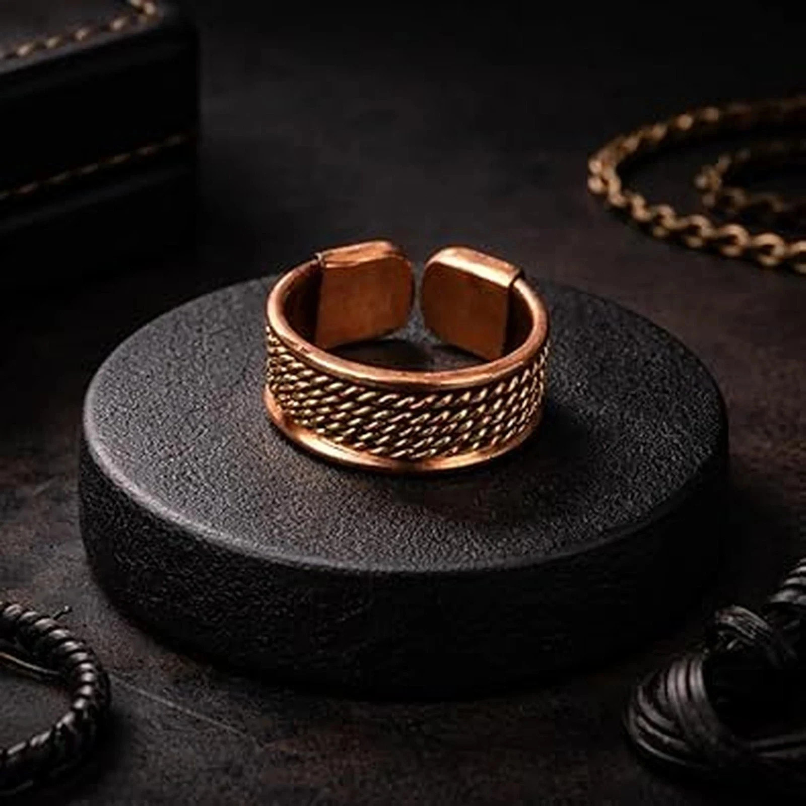 Solid Pure Copper Magnetic Adjustable Free Size Healing Ring, Handmade