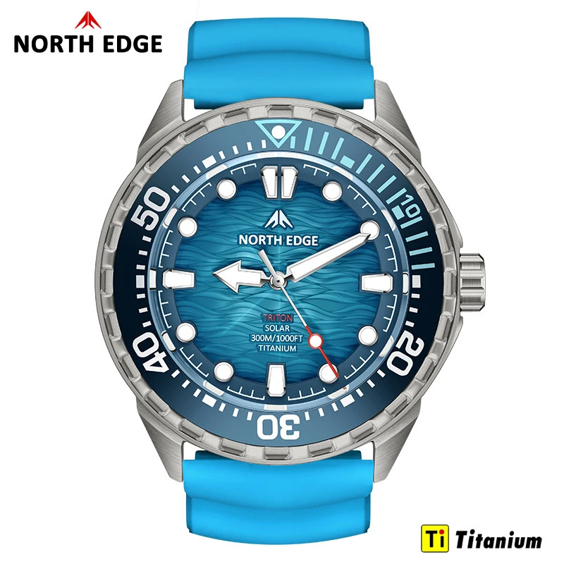 TRITON-TI Titanium Stainless Solar-Powered Diving Watch Luxury Quartz Watches fo