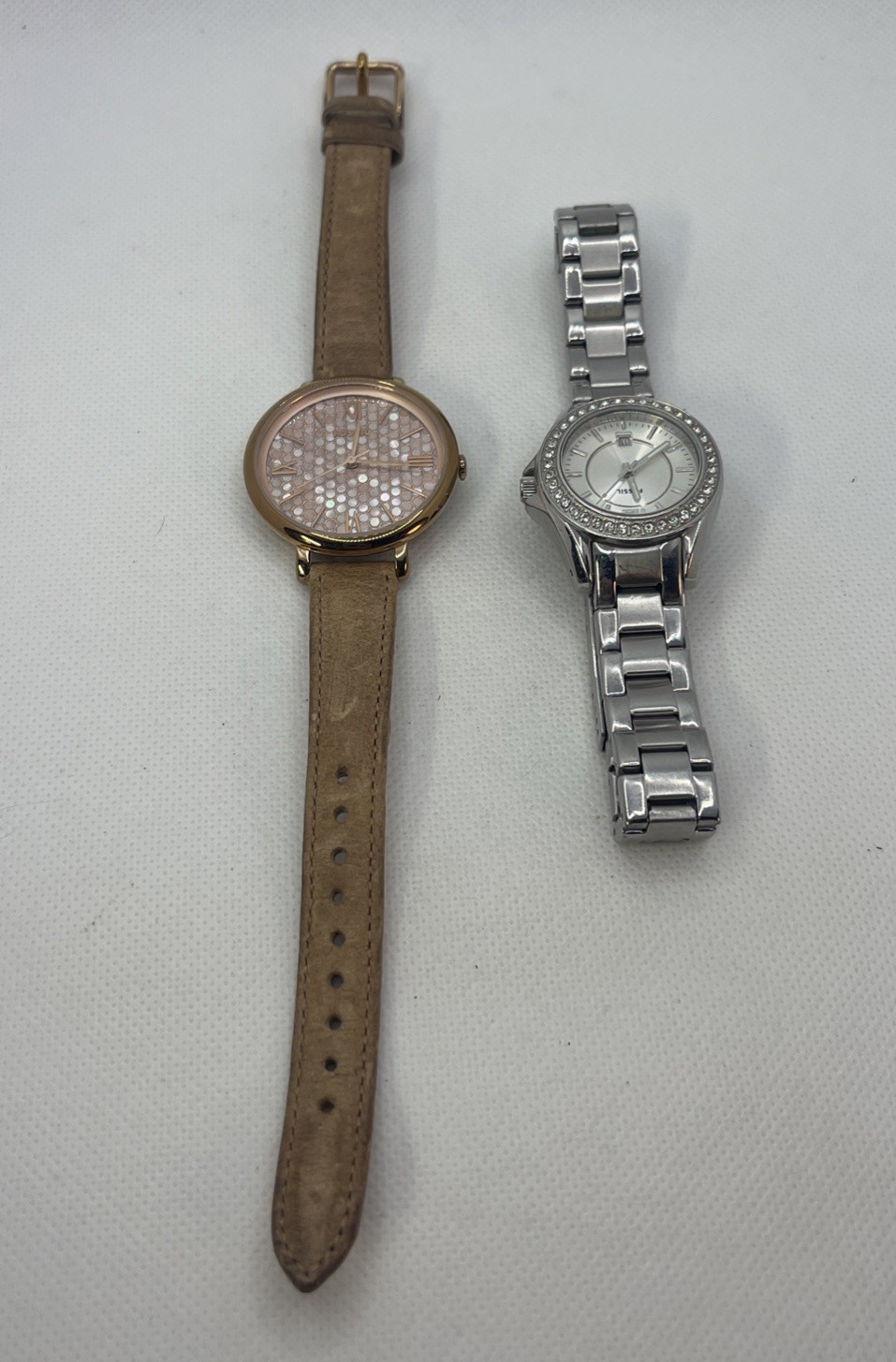 Fossil Riley ES2879 Women’s Silver Stainless Steel Analog Dial Quartz Watch 7” &