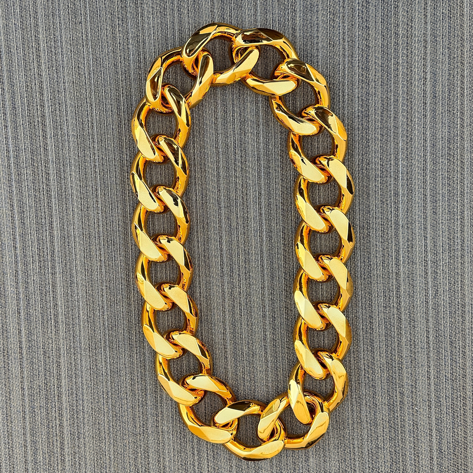 Huge Jumbo Hip Hop Chain Cuban Link Plastic Necklace Gold-Tone 60MM Thick 39″