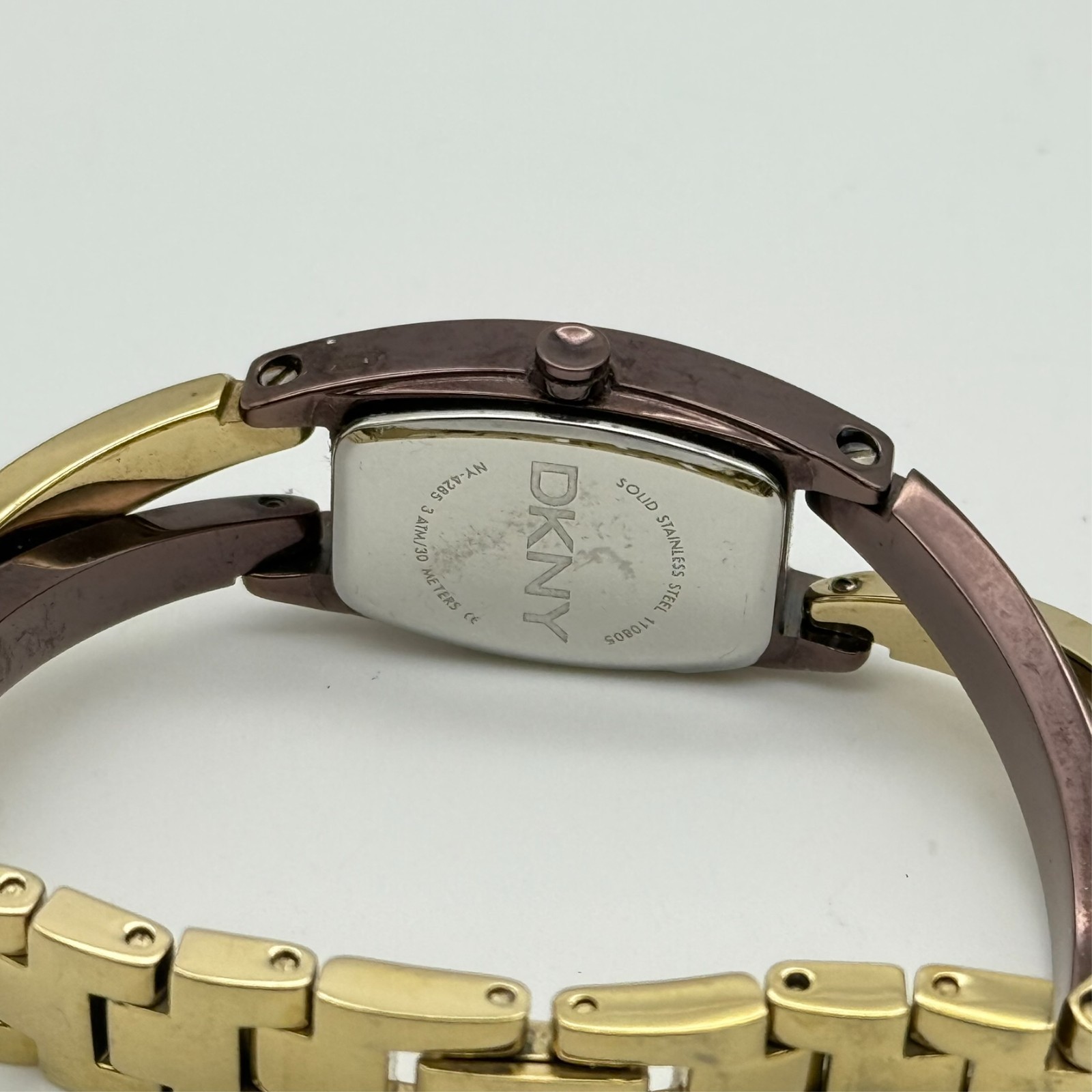 Women’s DKNY Brown/Gold Tone Solid Stainless Steel Petite Bracelet Watch NY4285