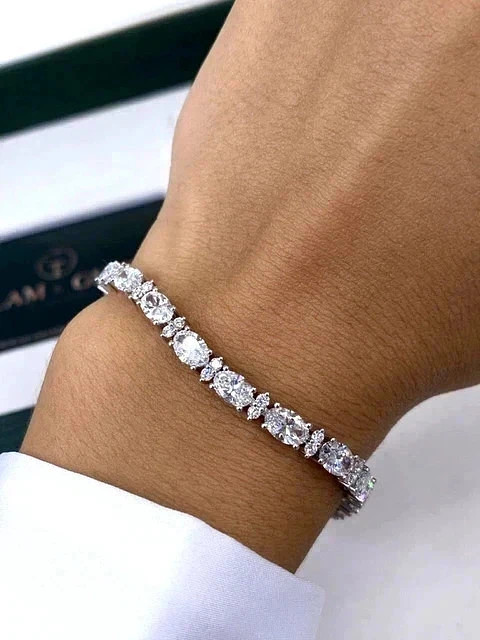 7Ct Round Cut Elegant Treated Diamond Tennis Bracelet 14K White Gold Women