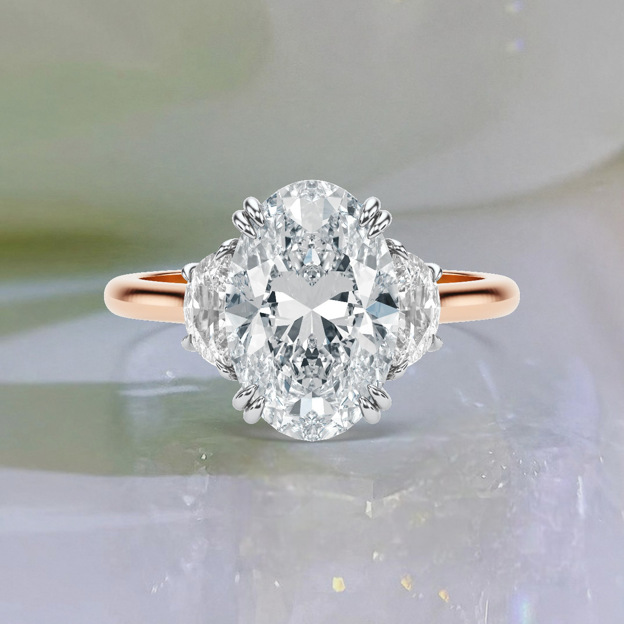 Oval Cut 4.80 CT IGI Certified Lab Grown Diamond Engagement Ring 18K Multi Gold