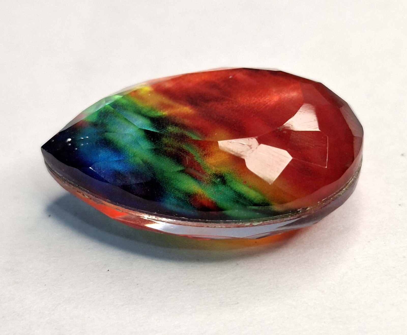 Ammolite Certified Organic Pear Cut 35-37 Carat Natural Loose Gemstone RK854