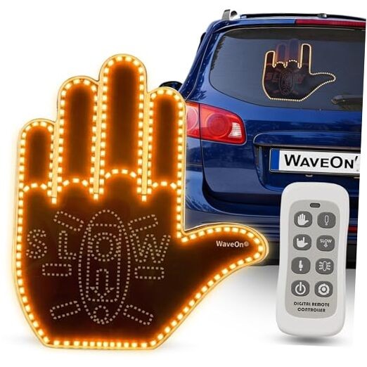 WaveOn Fun Finger Car Light with Remote – Ultra LED Display – 6 Gestures