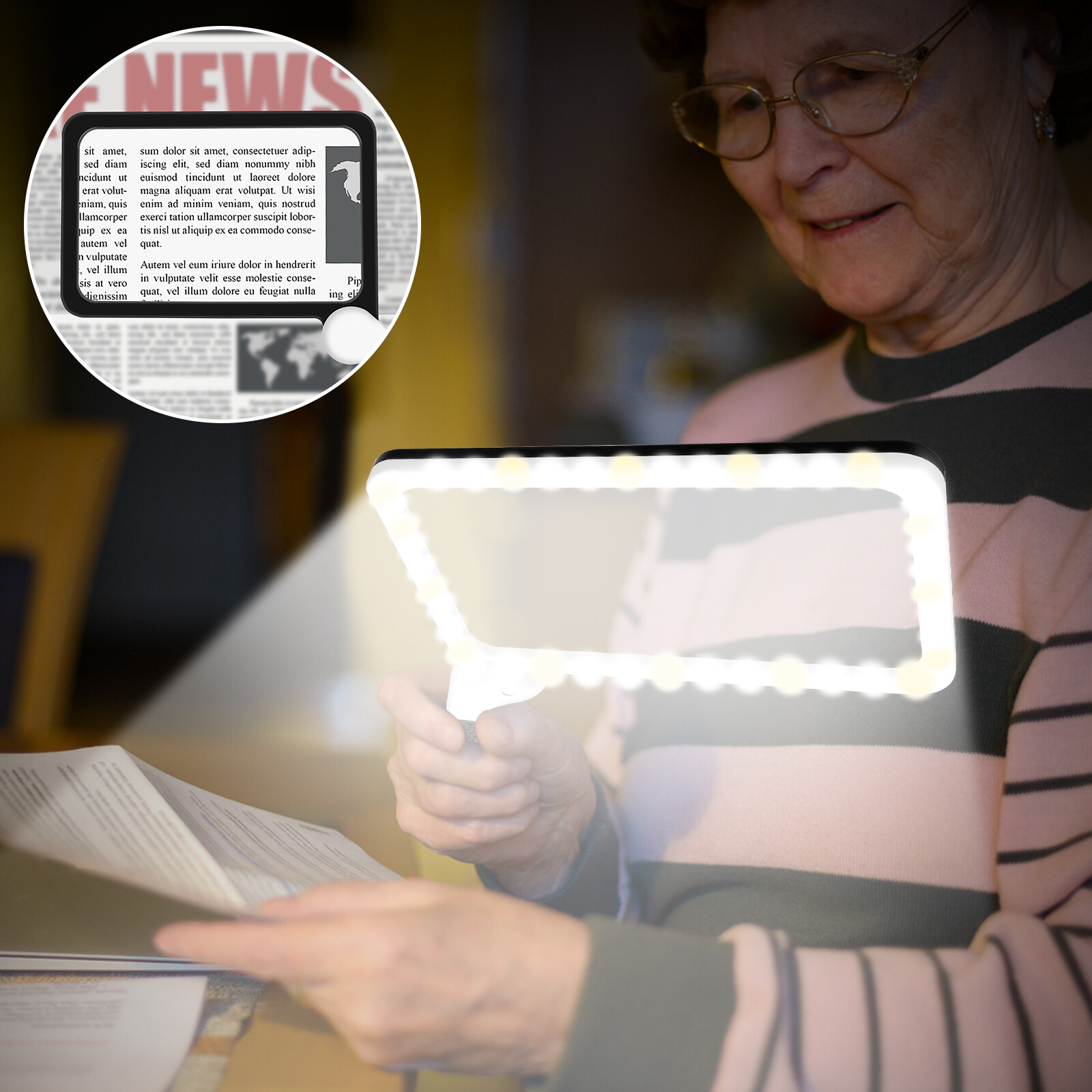 5X Page Magnifying Glass with 3 Lighting Modes for Reading & Low Vision Seniors