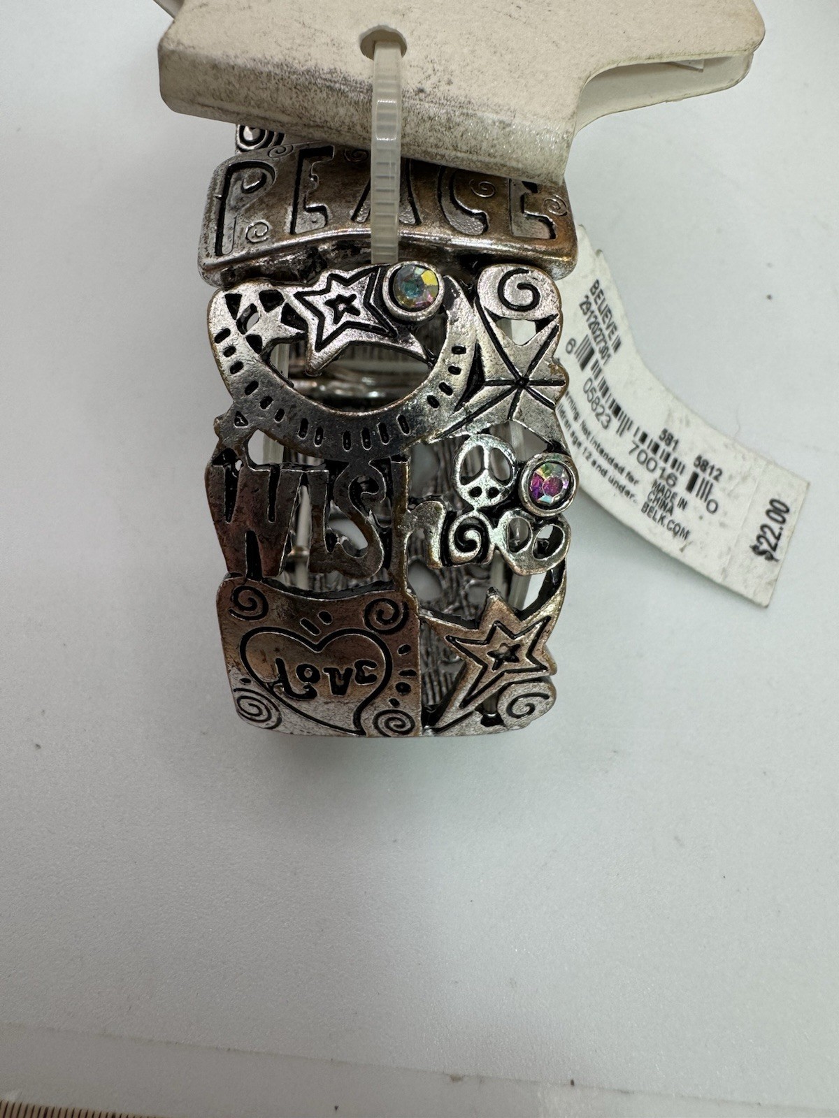 Kim Rogers Believe In Silver Tone Stretch Braclet NWT – Faith Love Peace Wish