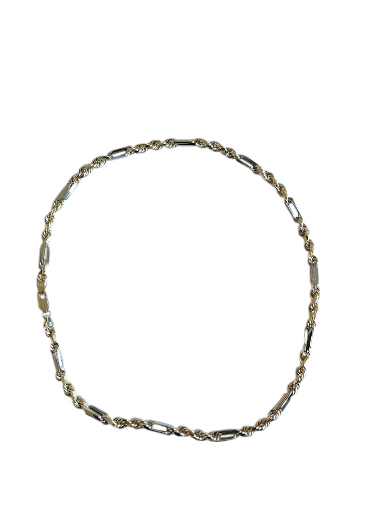 14k Semi-Hollow 2-Tone Figarope Chain 6mm Necklace Size 8″-30″