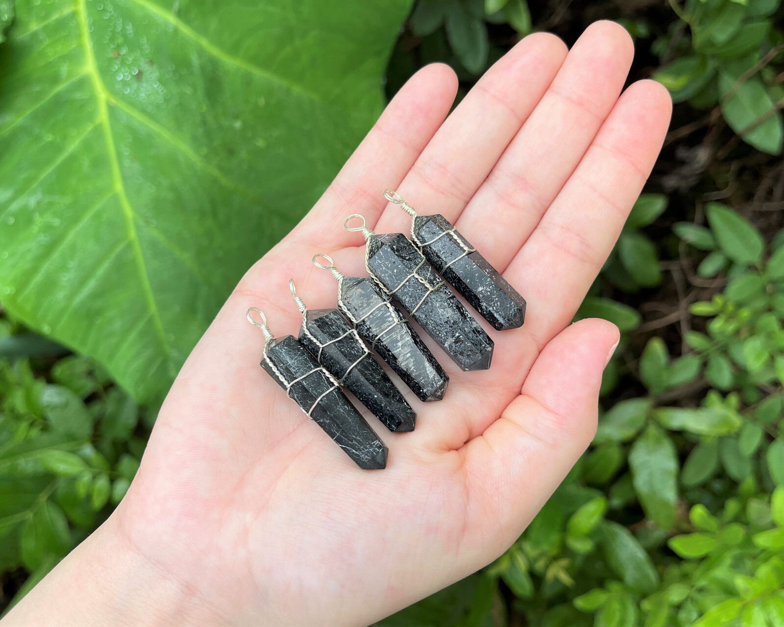 Black Tourmaline Wire Wrapped Point Pendant / Necklace (Crystal Point Pendant)