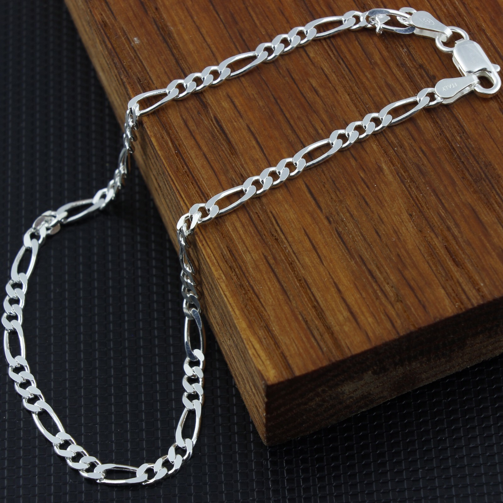 Fashion Women / Girl 925 Sterling Silver Flat Figaro Chain Anklet Bracelet 9-10″