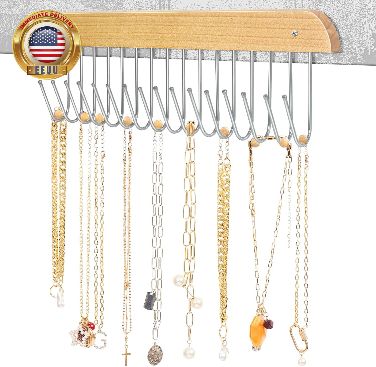 Jewelry Holder Organizer Wall Mount Necklace Holder Necklace Organizer, Hanging