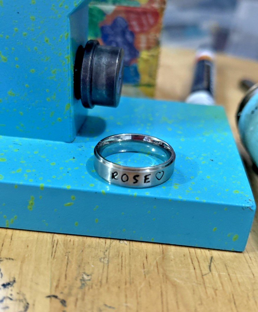 6mm Brushed Silver Personalized Hand Stamped Stainless Steel Rings