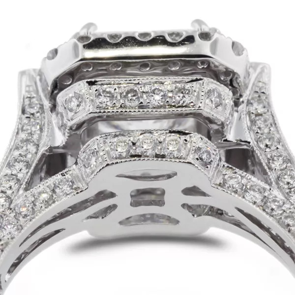 Engagement Ring 18K Gold Under Halo Princess 2.37 Carat Lab-Grown Diamond G VS1