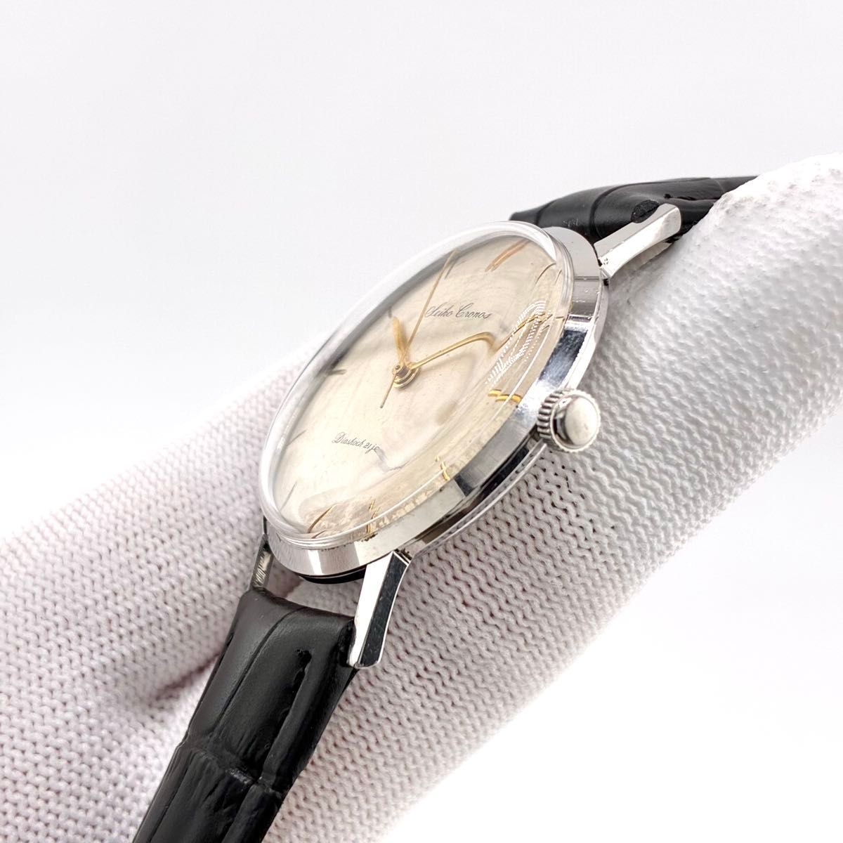 Vintage Seiko Cronos 21 Jewels Manual Wind Gold Hands Men’s Watch Japan Rare