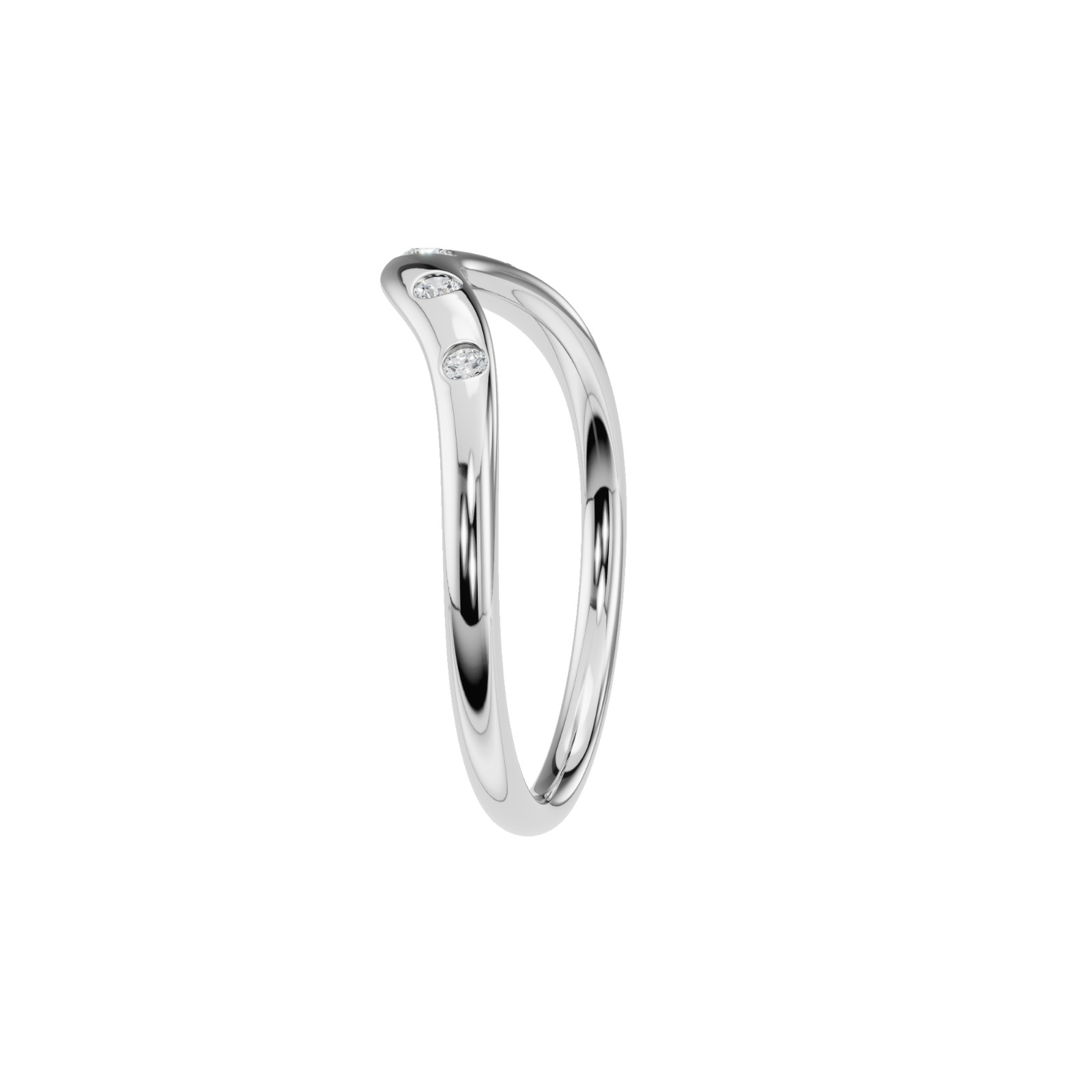 Lab Grown Diamond Wave Ring 14K Yellow Gold Curved Stackable Wedding Band