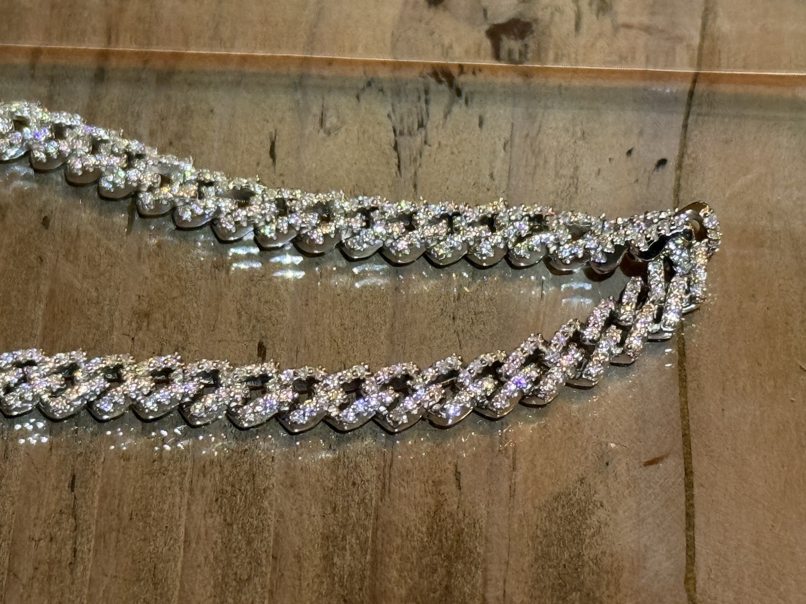 925 Silver Mosaic Mosinite Gemstone 2.01 CT 12.6G Bracelet Jewelry 6MM 7.5inches
