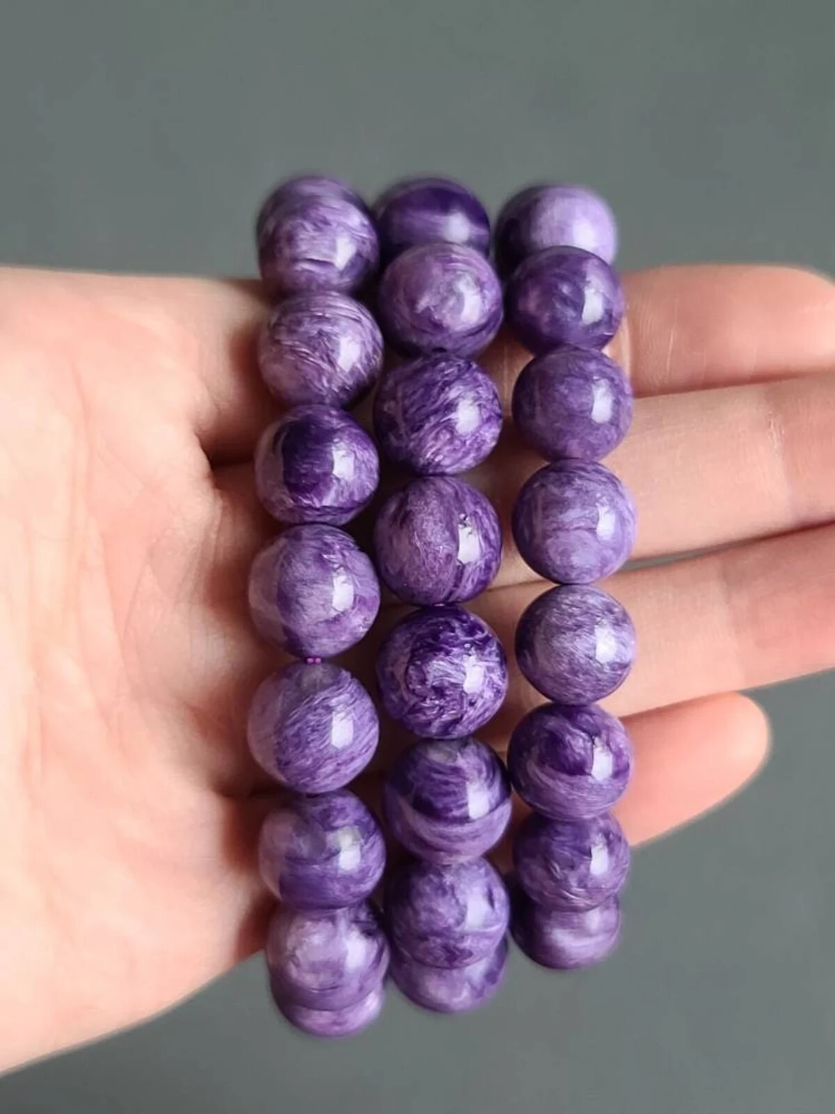 8mm Charoite Healing Bracelet Purple Stretch Healing Crystal Reiki Mothers Gift