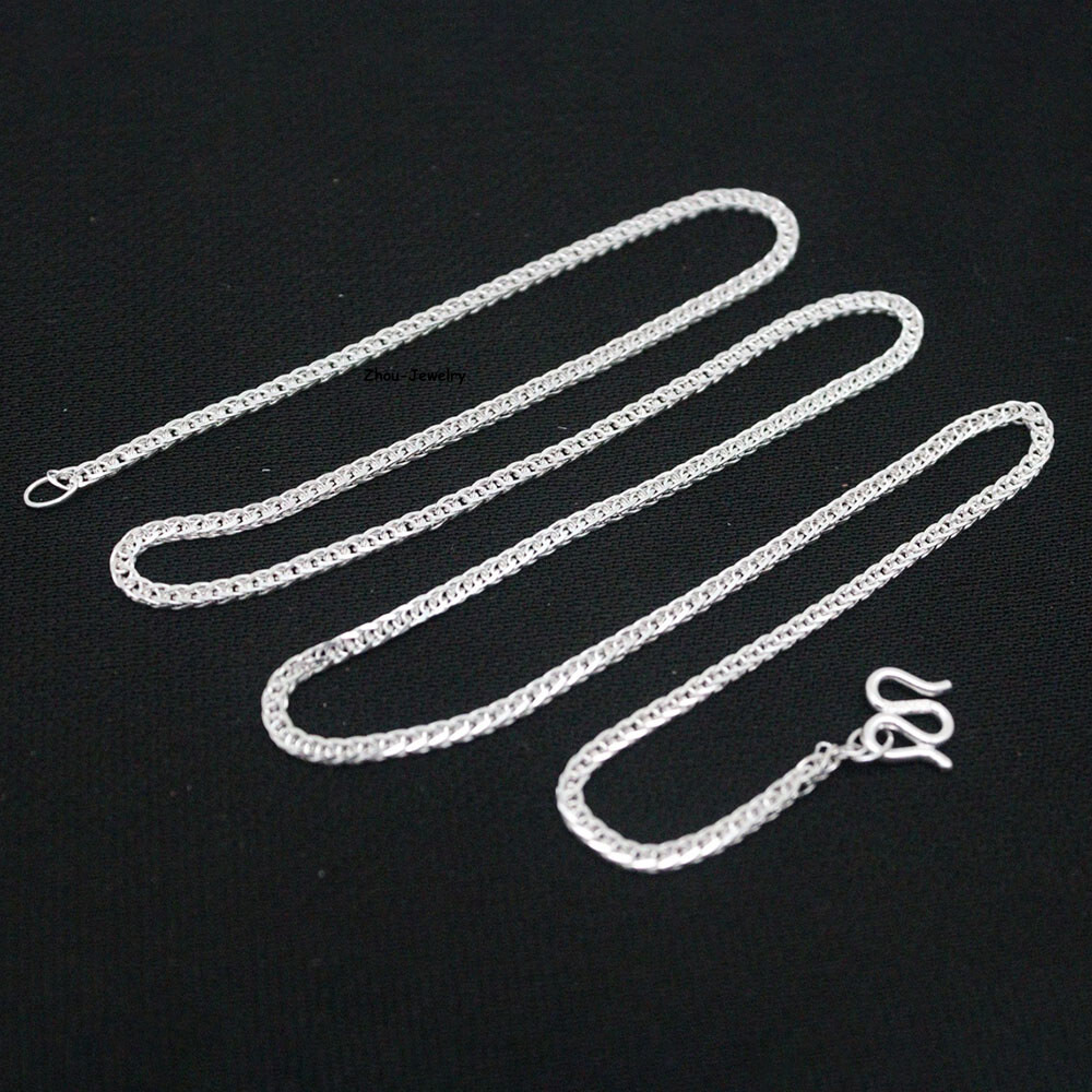 Pure S999 Fine Silver 999 Chain Women 1.8mm Wheat Link Chain 4-5g 17.7inch