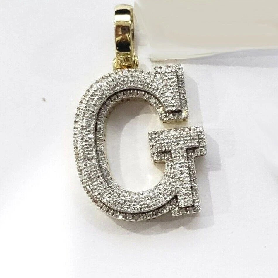 1.50Ct Lab Created Diamond Initial Letter “G” Customize Pendant Sterling Silver