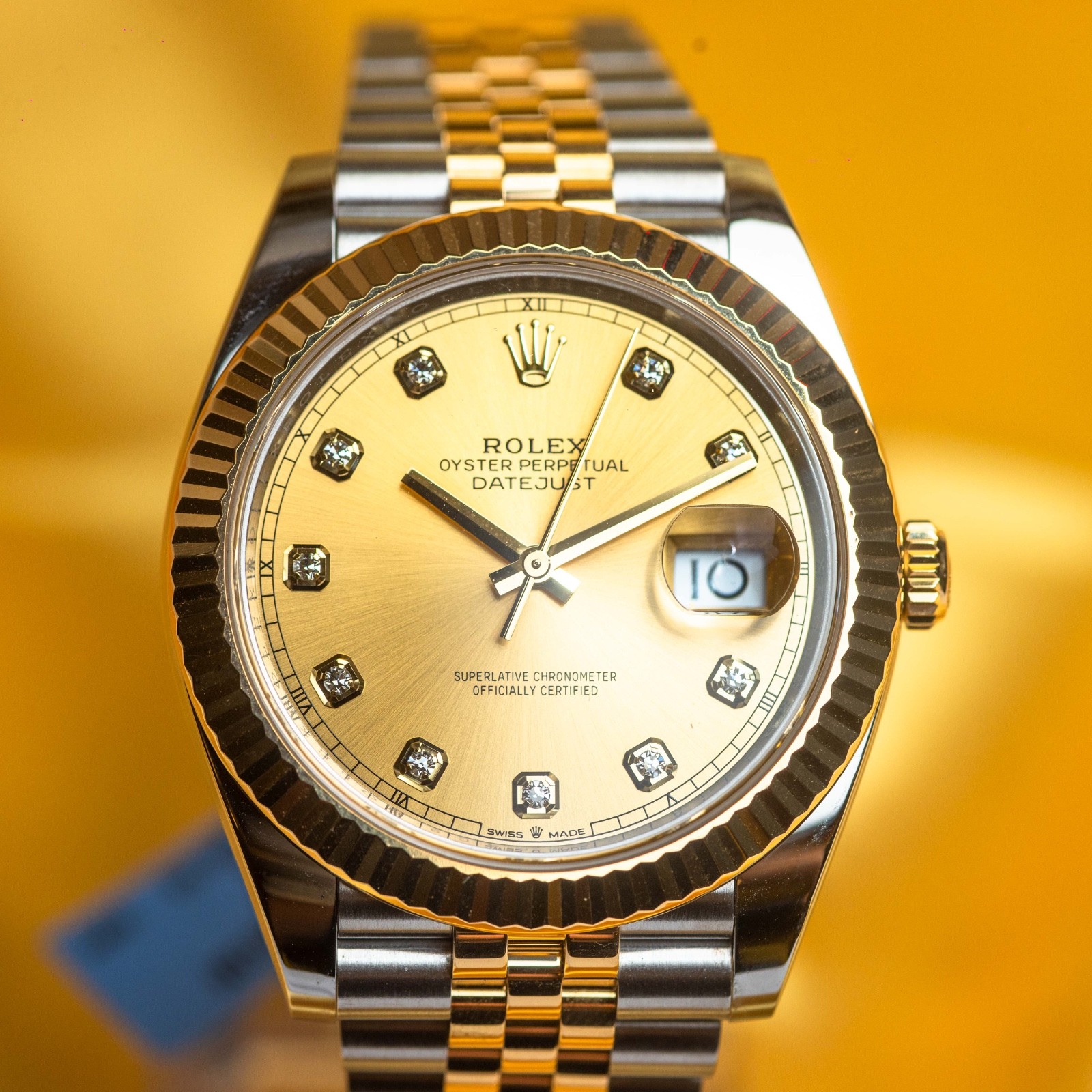 Rolex Datejust 41mm Gold Diamond Dial – Two Tone Jubilee, Gold Bezel – 126333