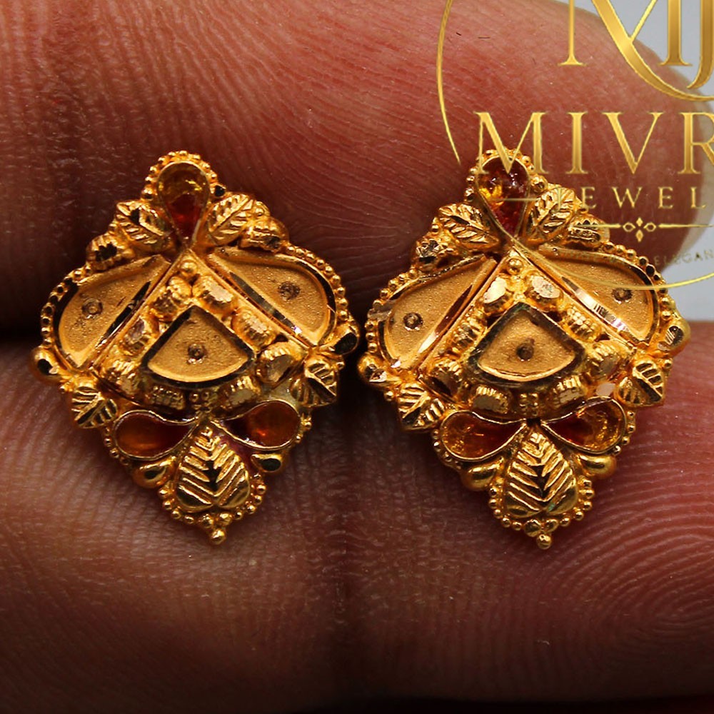 Classic Rhinestone Gold Jewelry Elegant Baby & Women Gift Earrings, 1.7 cm