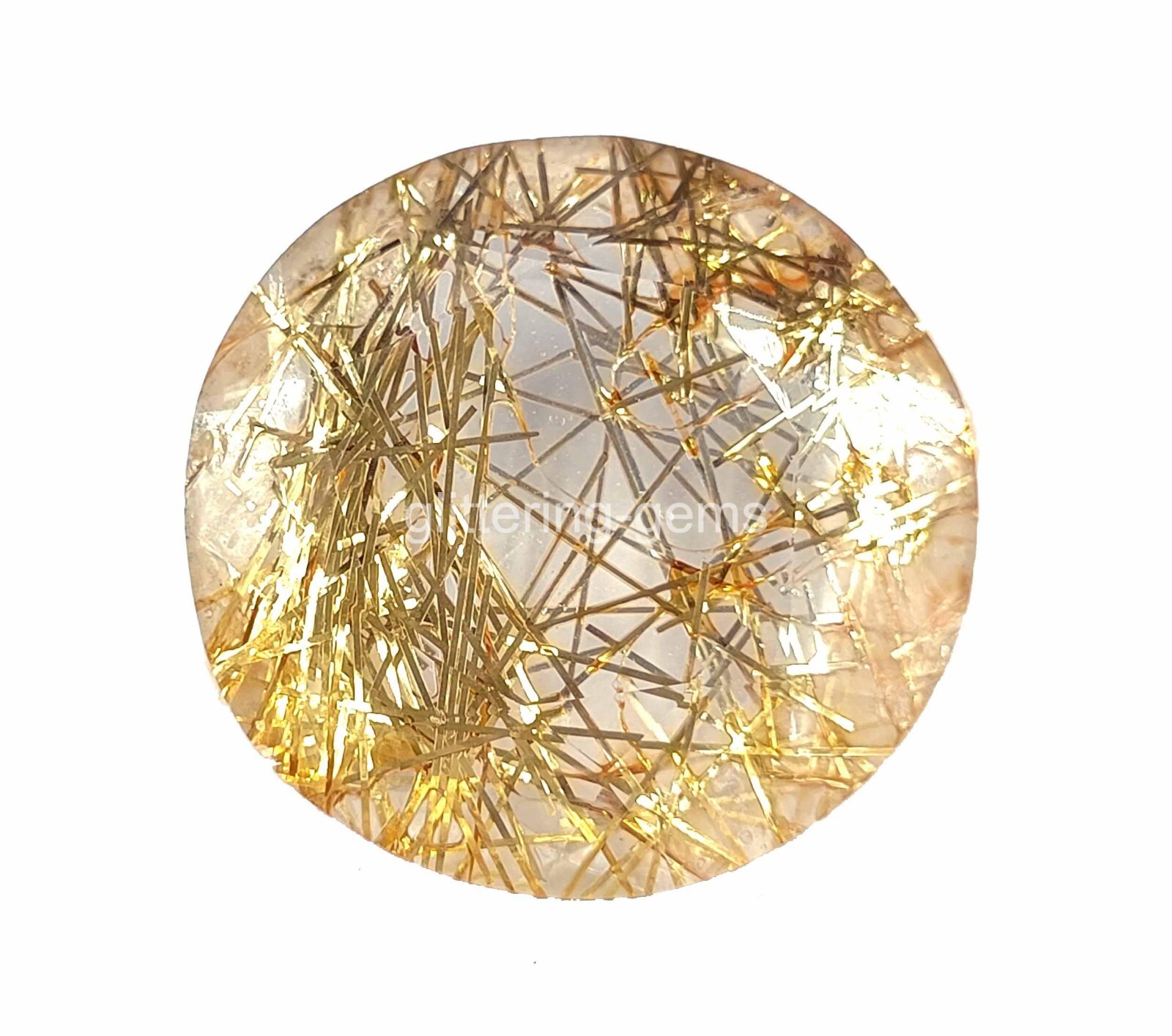124 Ct Certified Lab-Created Golden Rutilated Quartz Round Cut Loose Gems 4OUF
