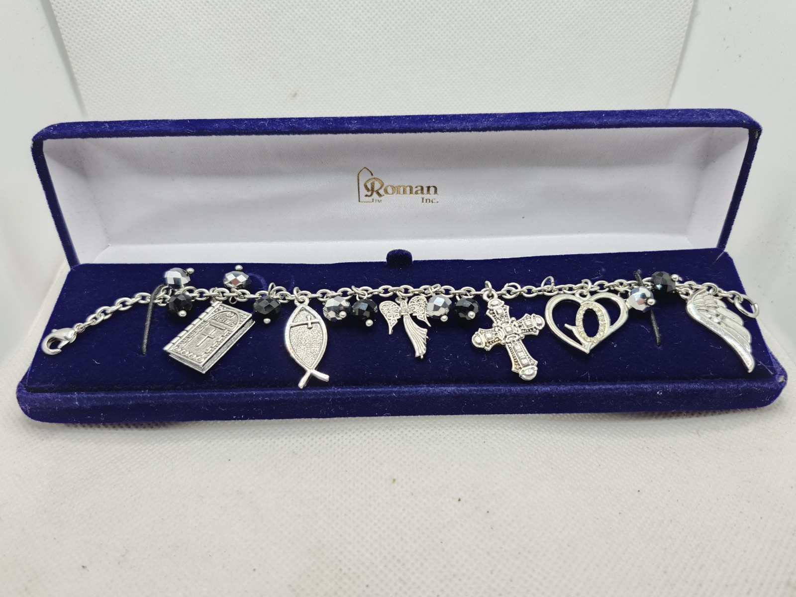 NIB Roman Inc Bracelet Christian Charm Fish Cross Bible Angel Wing 2014