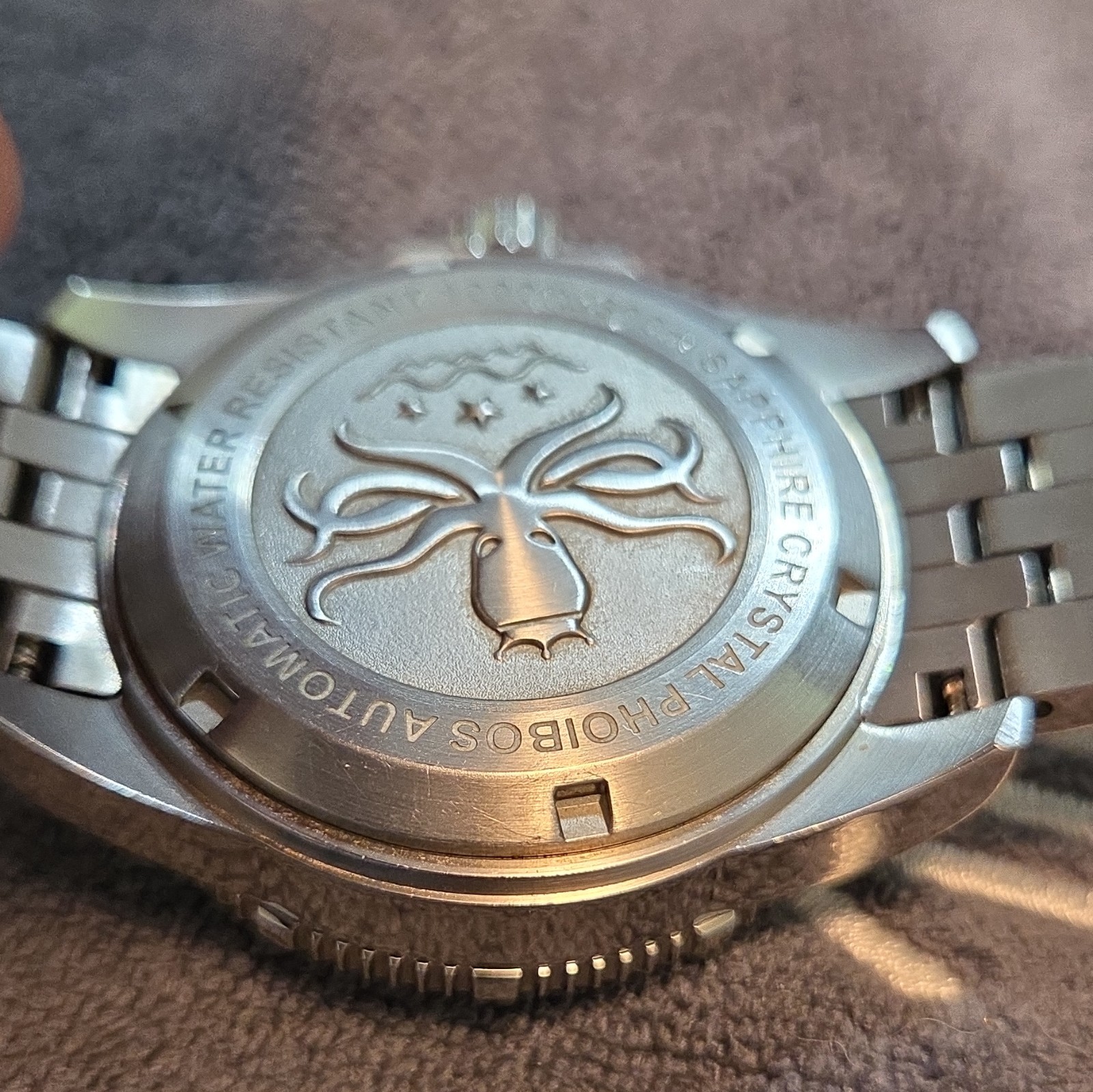 Phoibos Automatic Diver Watch 300m Black Dial Date Stainless Steel Bracelet