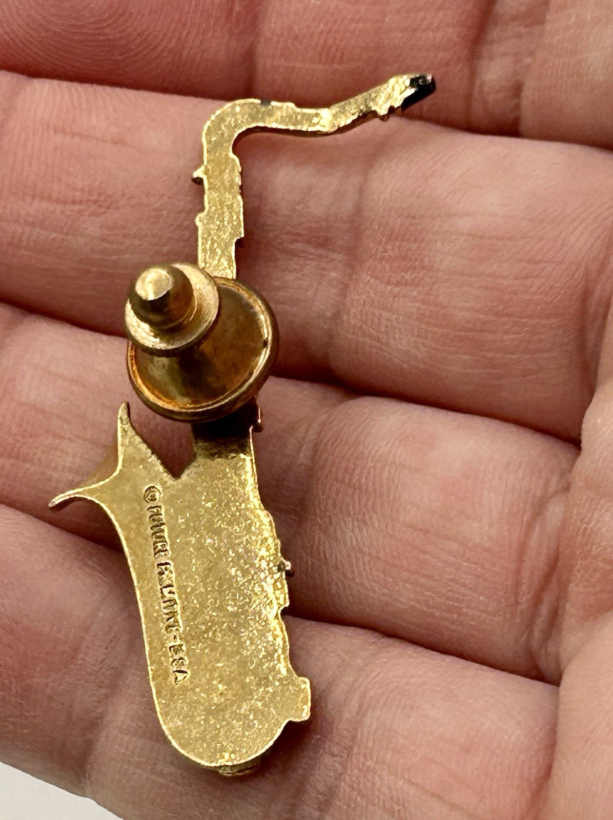 Future Primitive Saxophone Gold Tone Instrument Lapel Pin