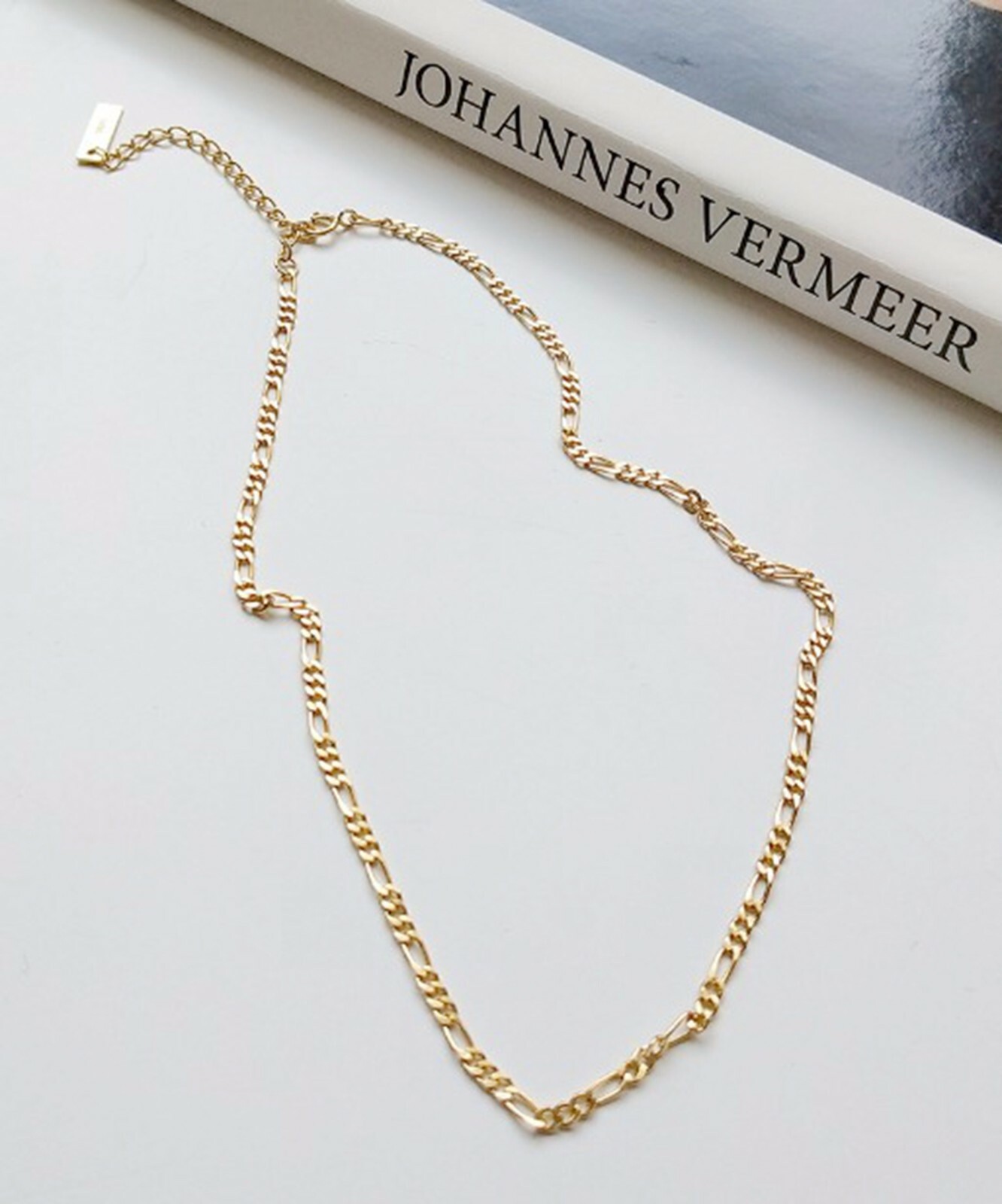 Women / Girl 925 Sterling Silver Gold Flat Figaro Link Chain Necklace 12 -14.2″