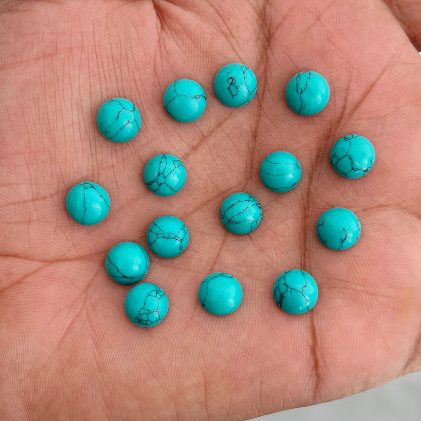 Synthetic Blue Turquoise Round 3 mm to 20 mm Cabochon Loose Gemstone Lot