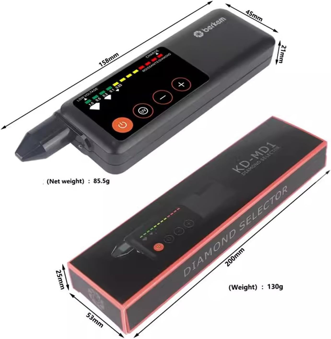 Rechargeable Professional Diamond Tester Pen with UV Light,Rechargeable Diamond