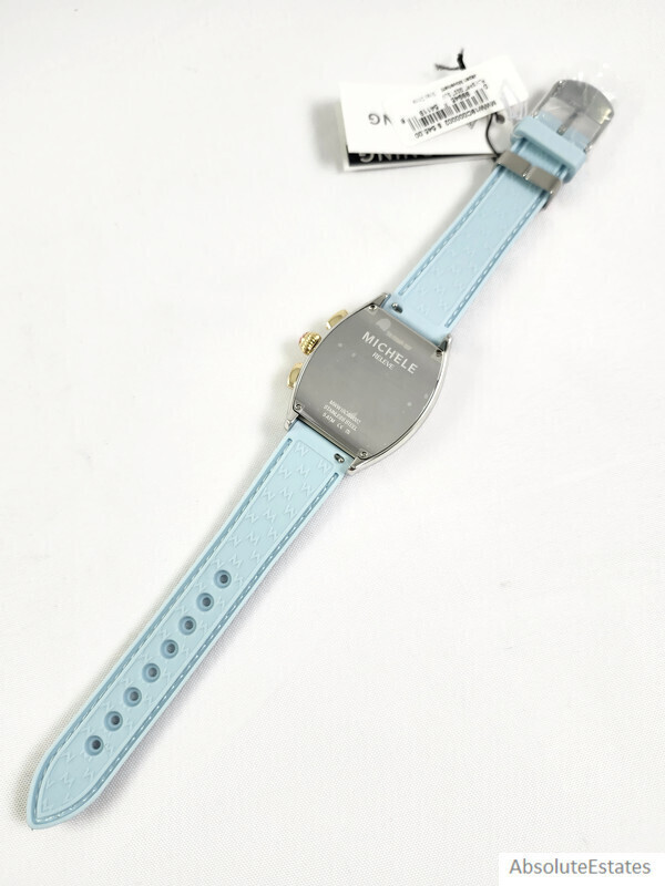 NEW Michele Releve Sport Two Tone Gold Silver Watch Blue Silicone MWW19C000002