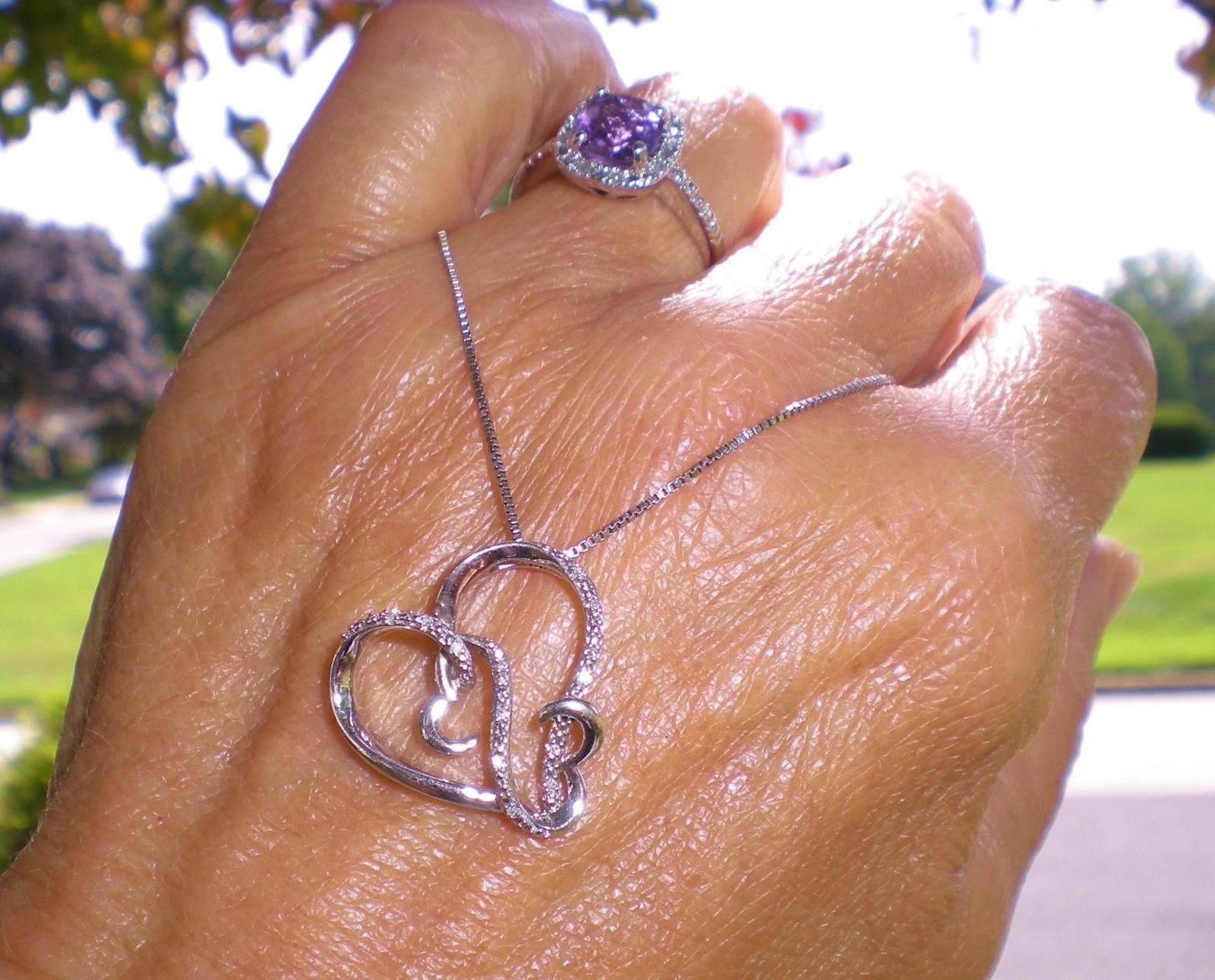 Jane Seymour Open Hearts SS Heart-Shape Diamond Accent Necklace 💎 KAY Jewelers