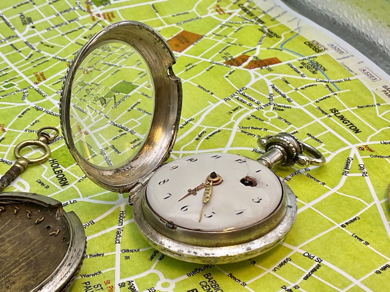 Austrian Silver Pair case Laquered Verge 1820 . Pocket Watch