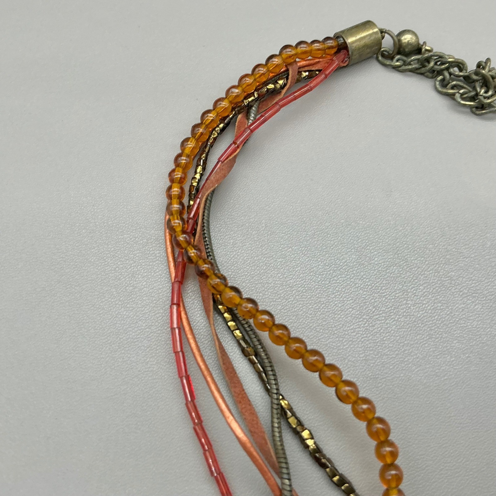 Chico’s Necklace Womens Gold Tone Sun Moon Celestial Multi Strand Beaded 18″