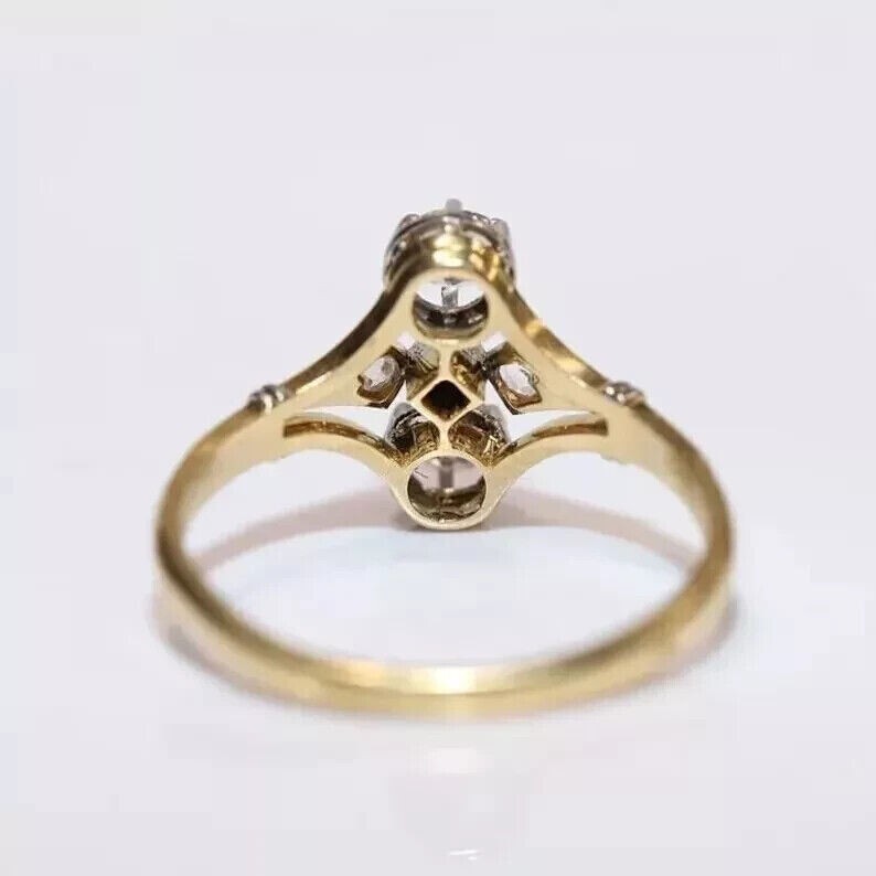 Vintage 1Ct Round Two Stone Diamond Engagement Ring 14K Yellow Gold Over Size 7