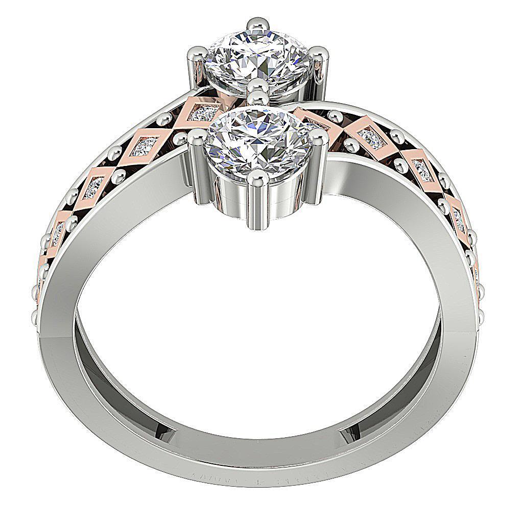 Designer Forever Us Two Stone Ring Round Diamond I1 G 1.15 Ct 14k Solid Gold