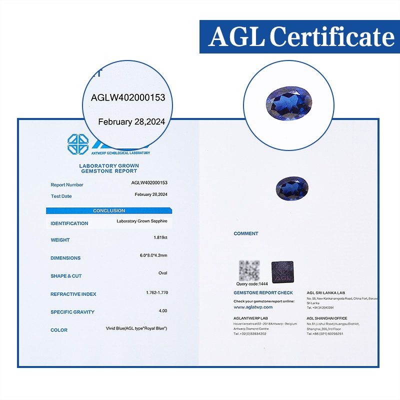 Lab Grown Sapphire Gemstone 0.5-10ct Oval Cut for Jewelry Making AGL Certificate