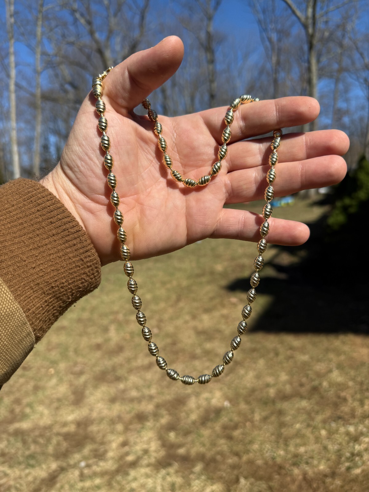 6mm Ball Bead Chain Custom Infinity Link Mens Necklace 14k Gold Over 925 Silver
