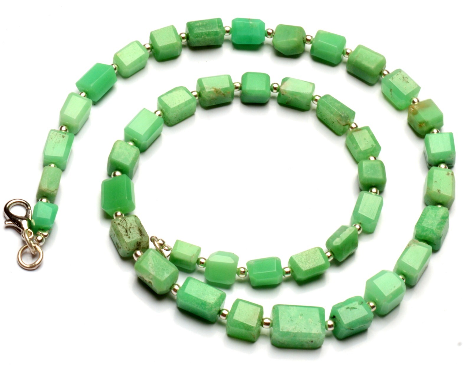 Natural Chrysoprase Gemstone 6 to 11 mm Faceted Nugget Shape Beads 16.5″Necklace