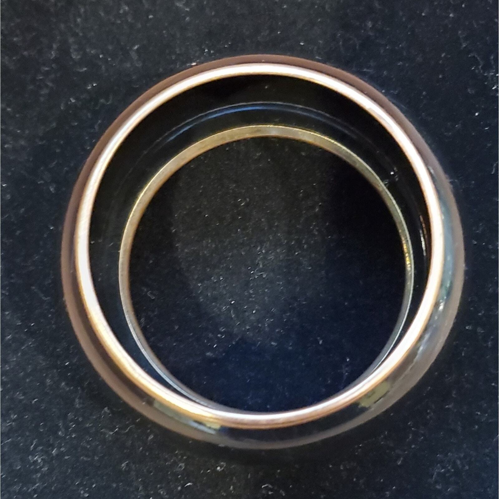 3.5 inch x 3.25 inch Bllack and Gold Metal Bangle Bracelet 2 3/4 inch Opening