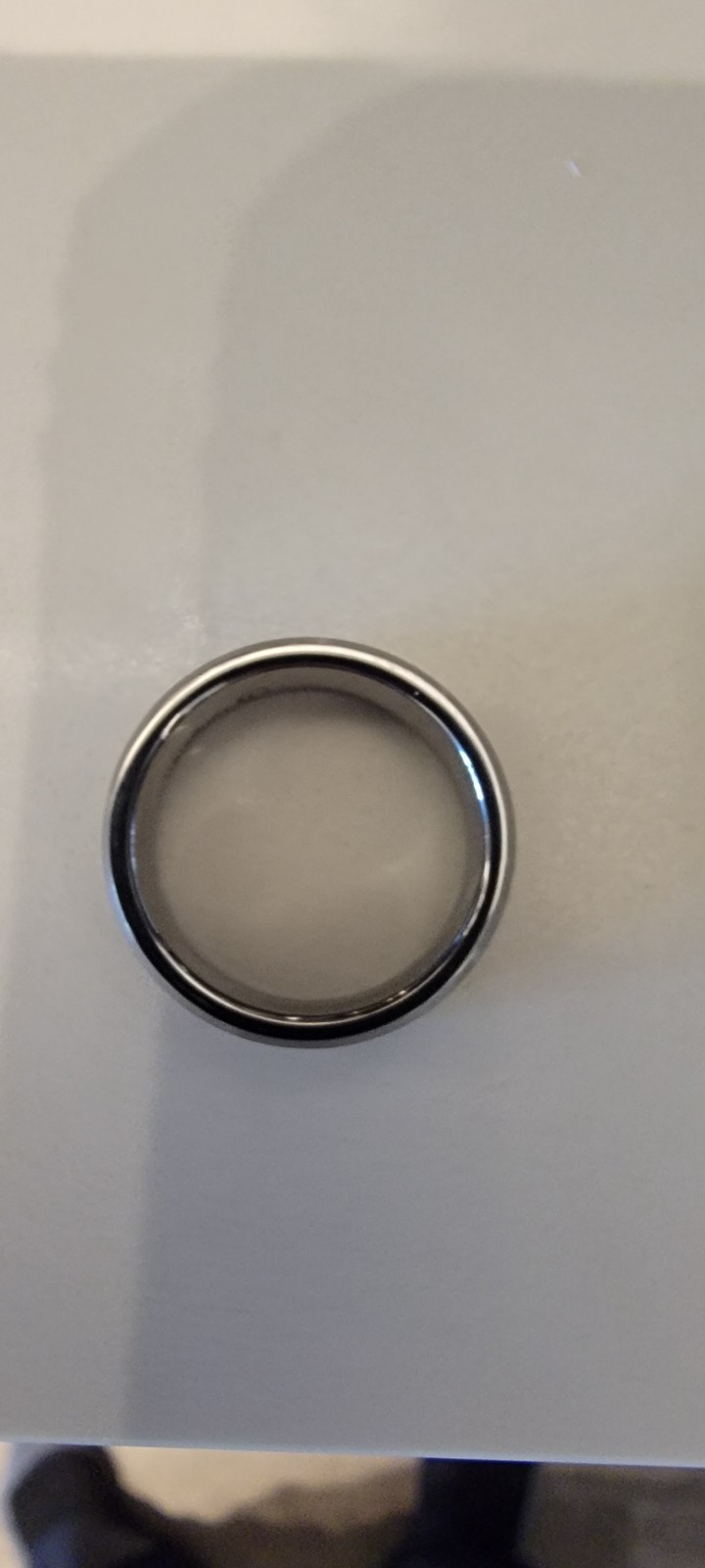 Tungsten wedding ring men- Size: 9.75(61.4 mm) Silver with black and gray design