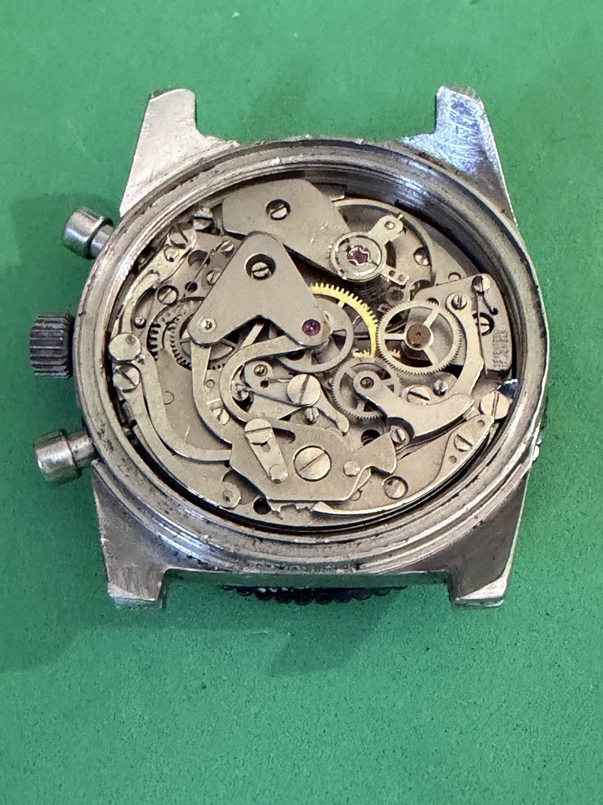 Vintage CANDINO PANDA Dial Chronograph World Time Bezel Valjoux 7733