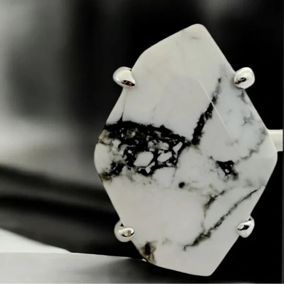 KENDRA SCOTT Silver Cynthia White Mix Stone Cuff Bracelet.