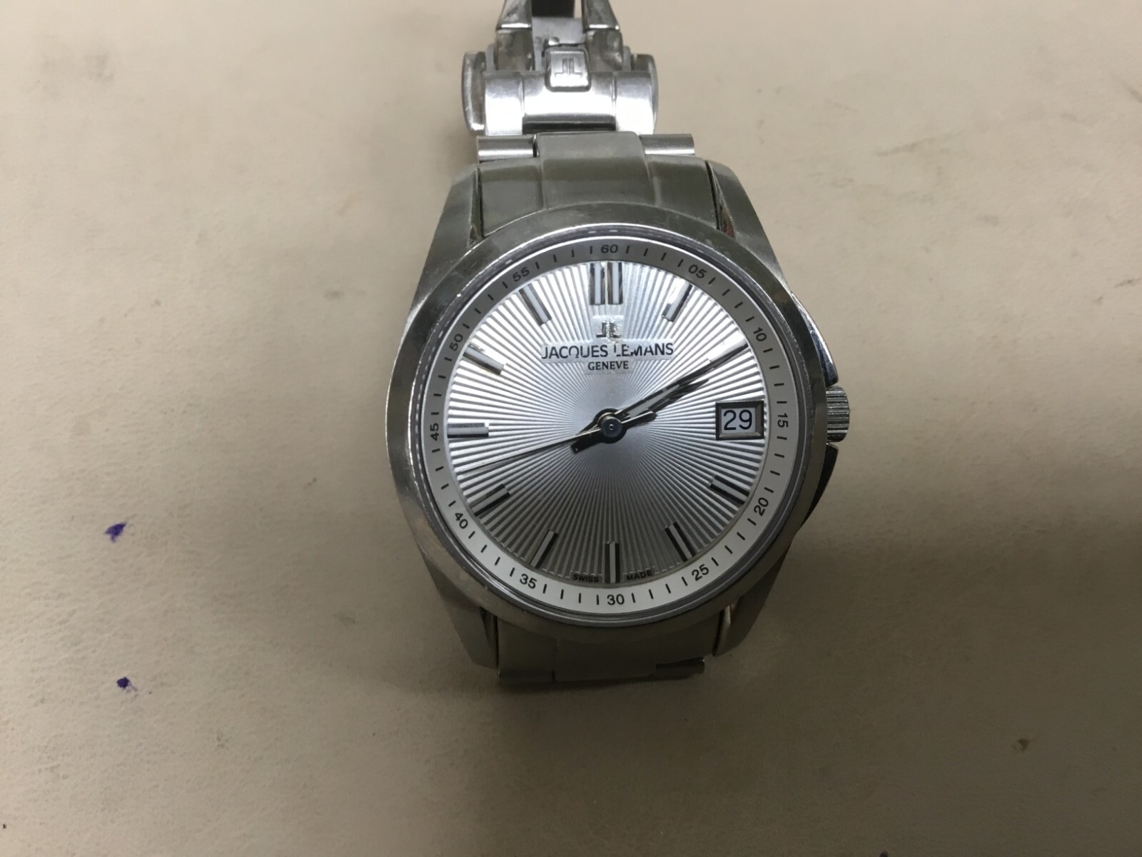 STAIN STEEL JACQUES LEMANS GENEVE SWISS MADE SAPPHIRE CRYSTAL