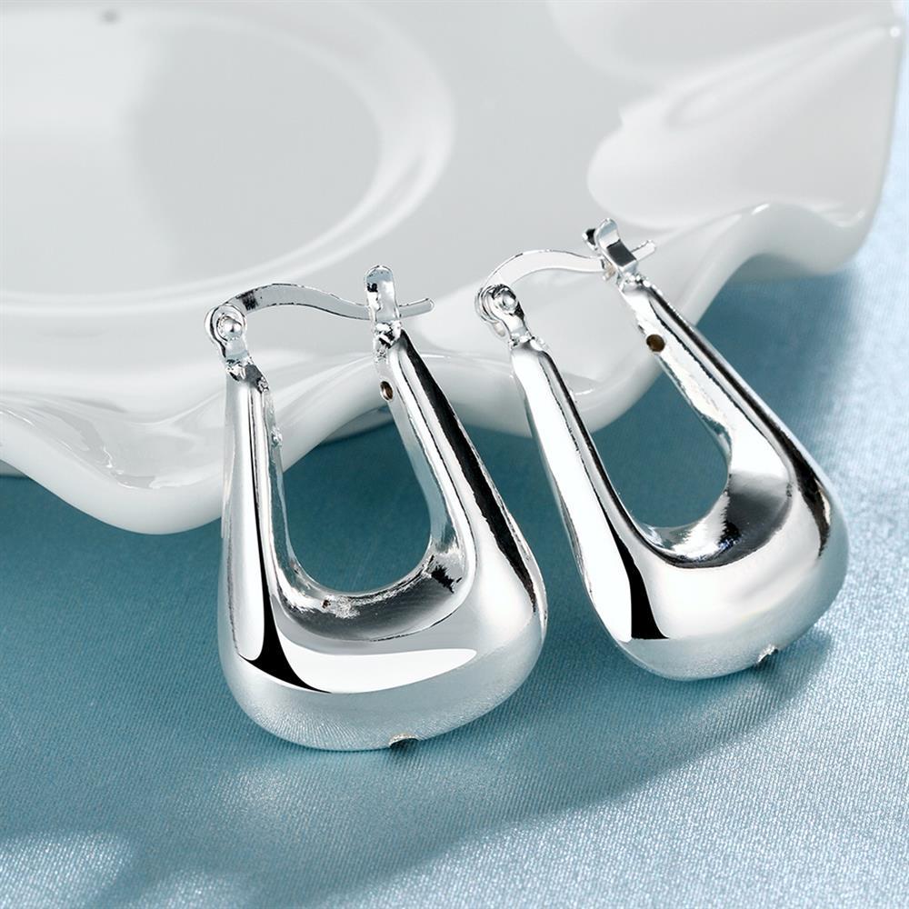 Womens 925 Sterling Silver Elegant Handbag Purse Shaped Hoop Earrings #E191