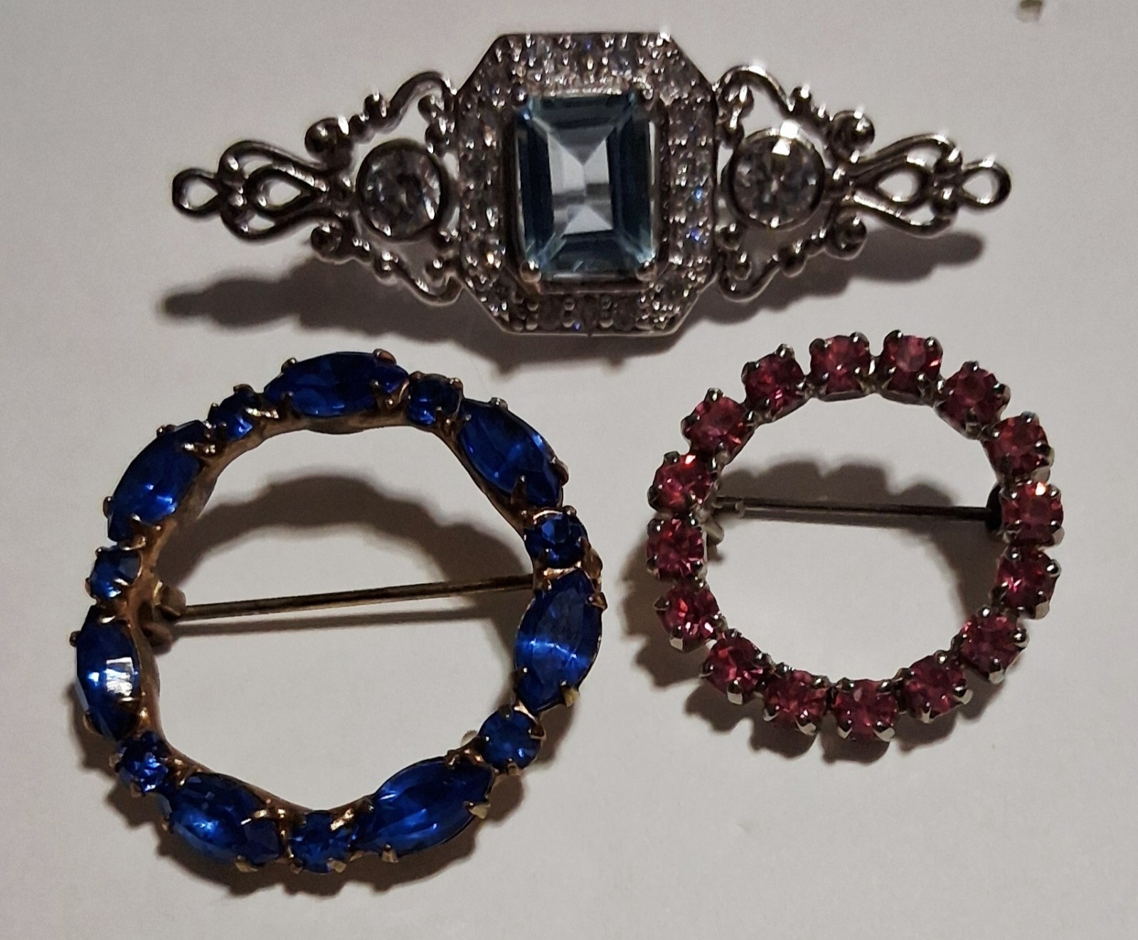 Cluster 3 Pins Vintage 2 Circle & 1 Bar Pins Alexandrite